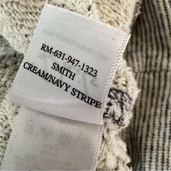 Rails Smith Hoodie Sweatshirt Men’s M Cream Navy Striped Pullover w/ Pocket - Picture 5 of 8